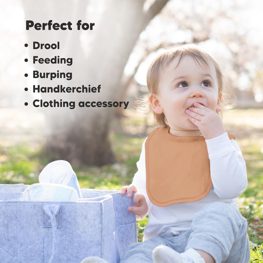 KeaBabies baby bib on toddler demonstrates easy care and quick changes on the go.