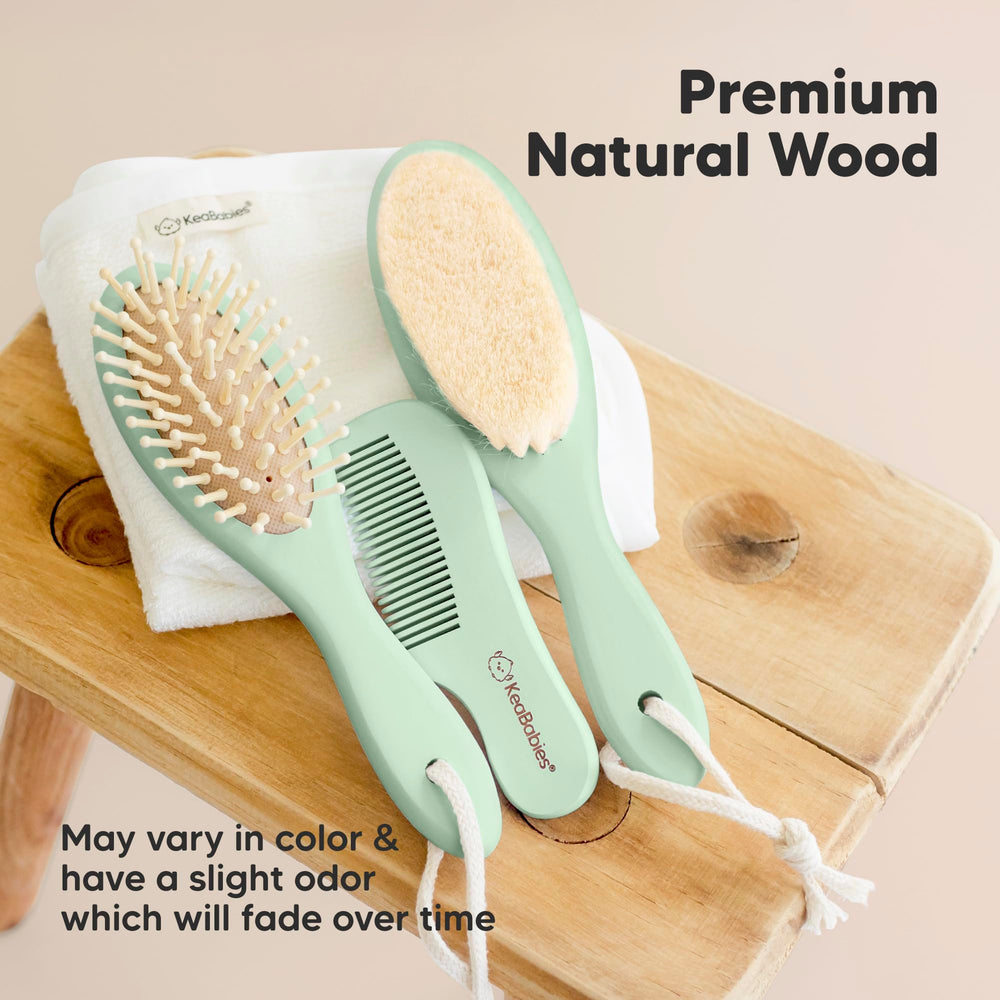 KeaBabies brush with cotton string for easy hanging and drying.
