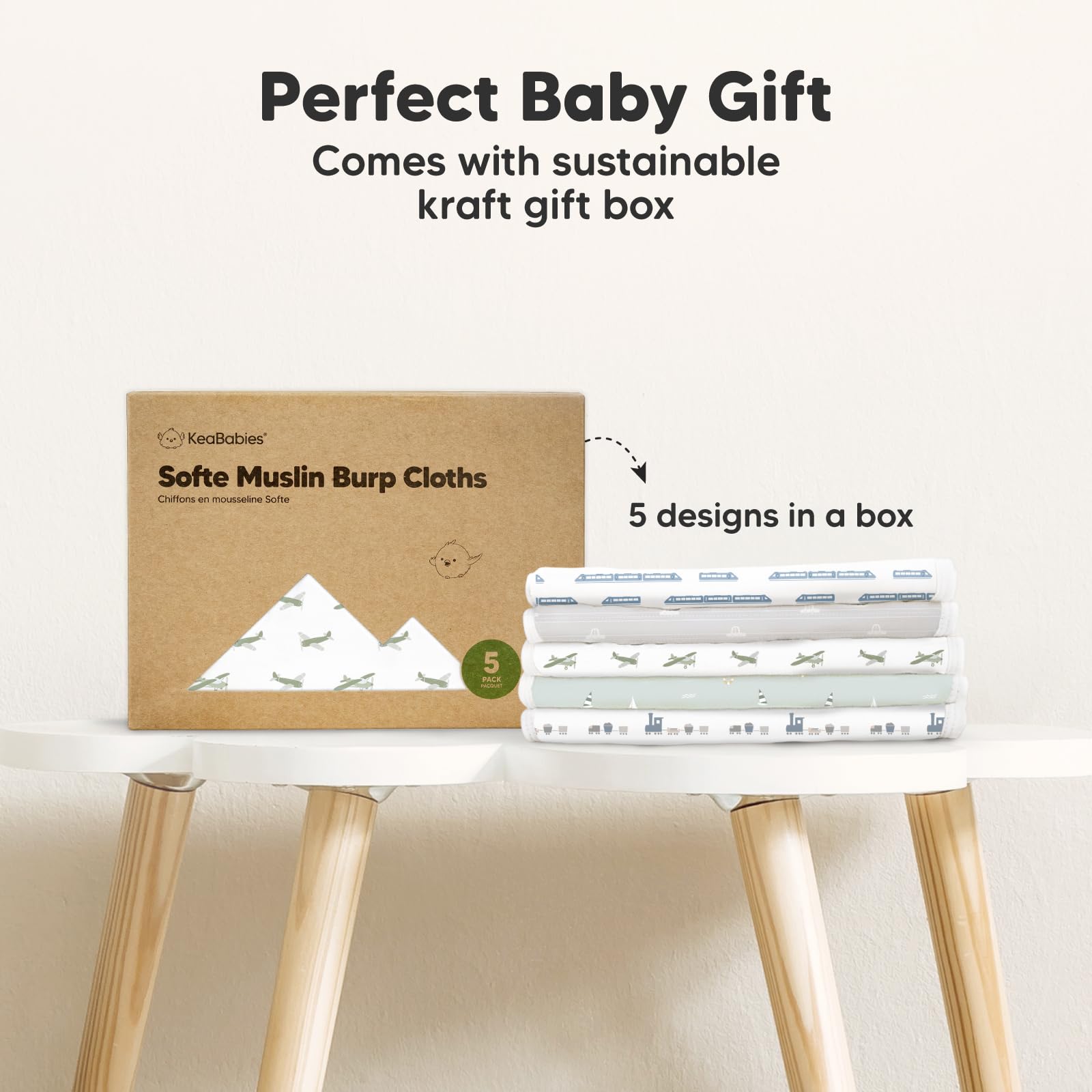 KeaBabies burp cloths in use during feeding and burp moments.