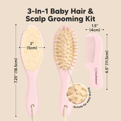 KeaBabies baby comb oval blush for detangling wet or dry hair.