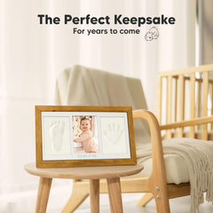 KeaBabies footprint frame side-view shows sturdy glass cover protecting prints.