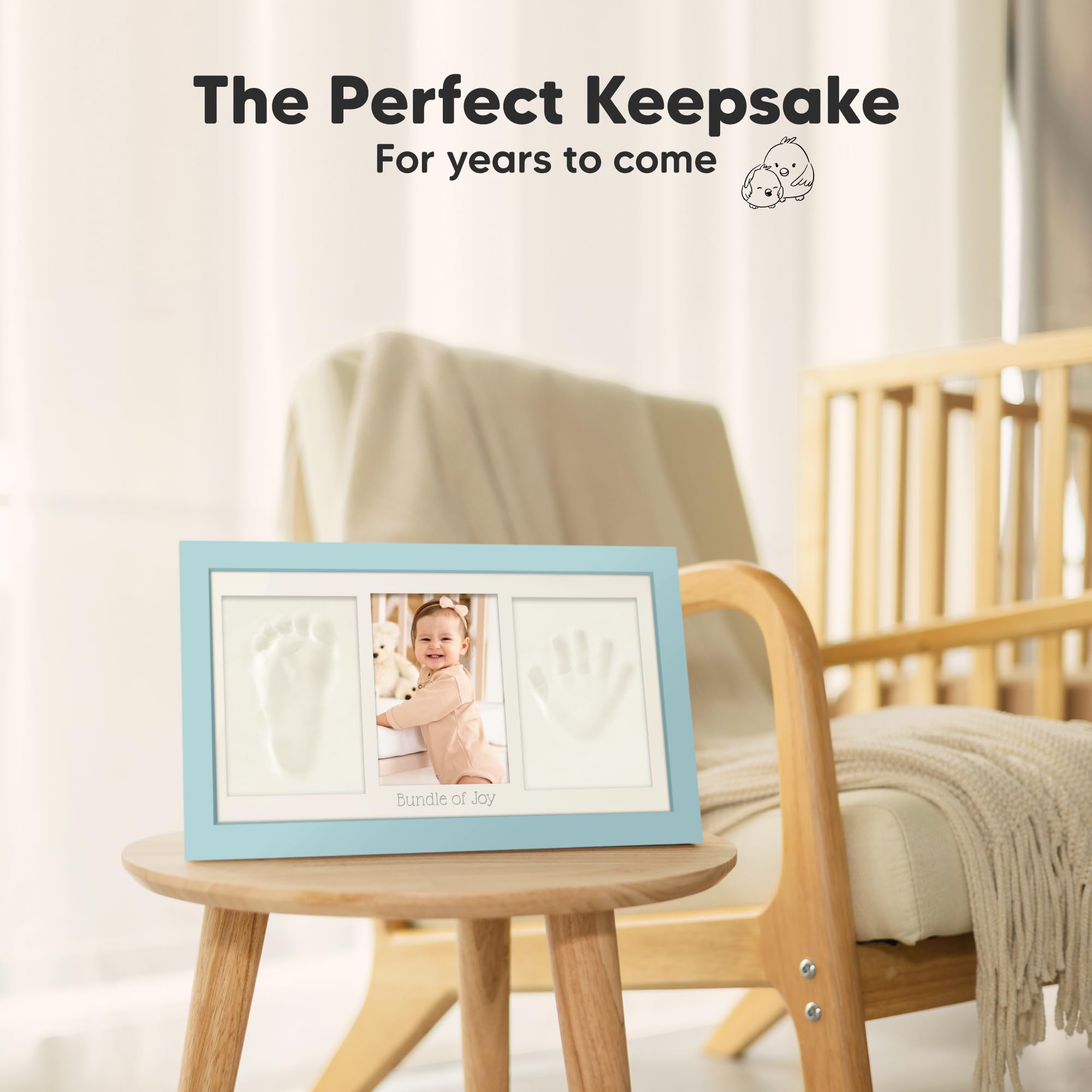 KeaBabies baby footprint kit materials including air-dry clay and paints.