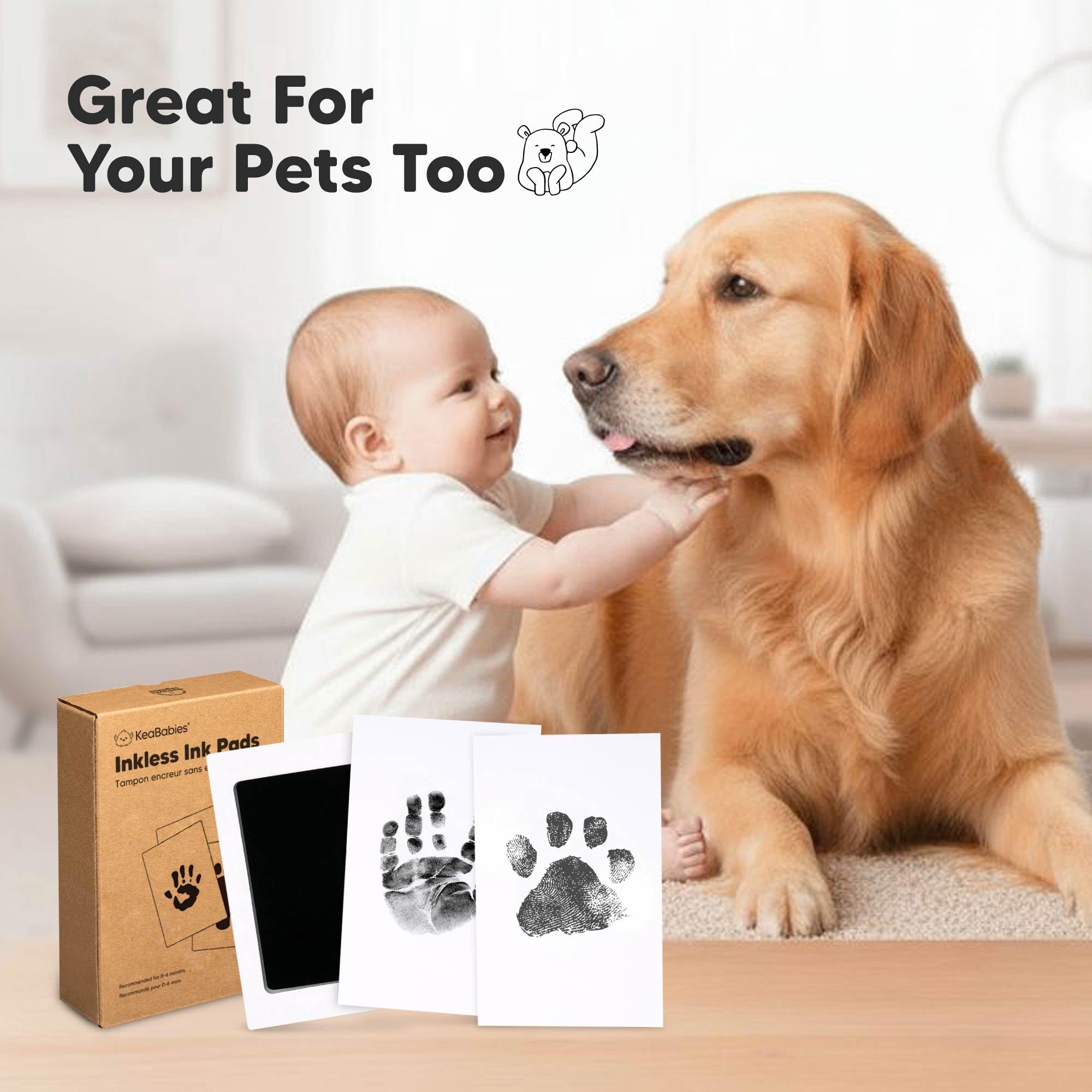 Keababies baby footprints on art cards: ready-to-display prints for nursery decor and memory keepsakes.