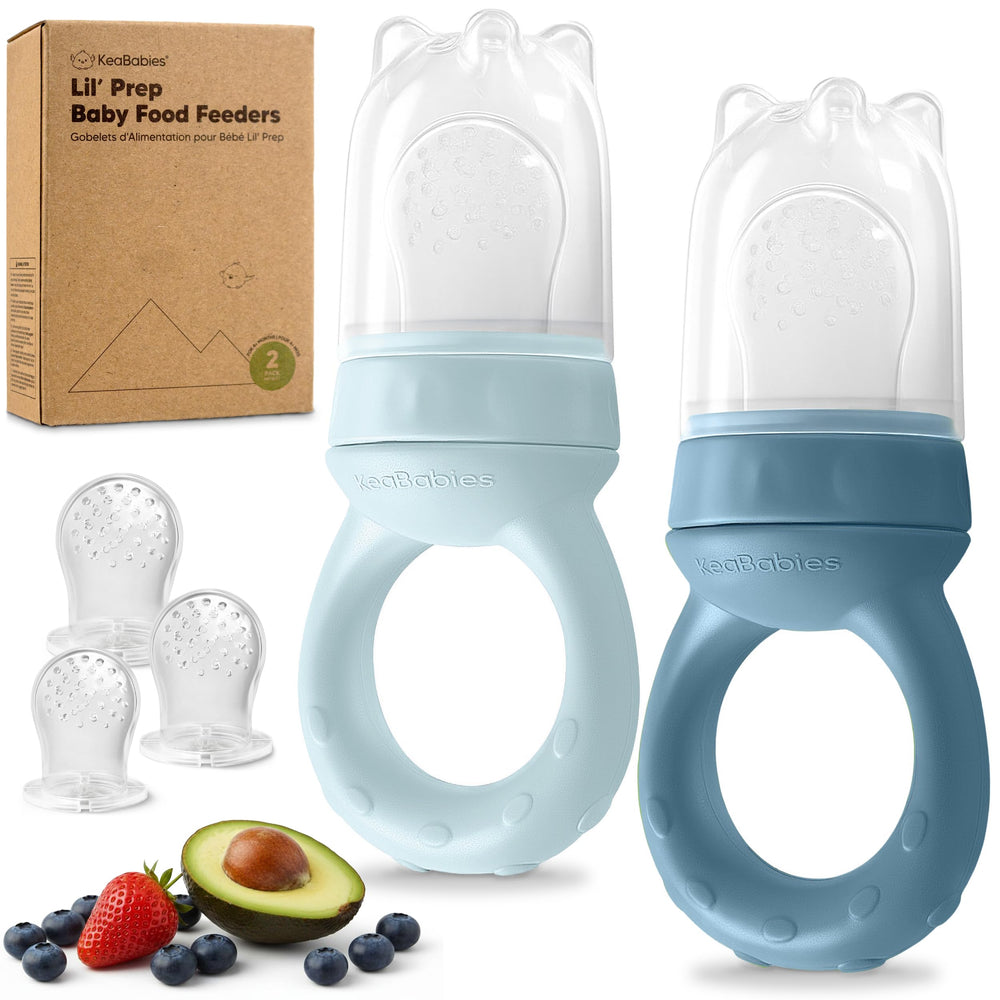 KeaBabies Ocean fruit feeder with 2-pack for on-the-go self-feeding sessions.