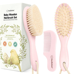 KeaBabies baby hair brush oval blush with soft goat bristles for gentle scalp care.