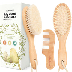 KeaBabies baby hair brush in walnut oval is gentle on newborn scalps.