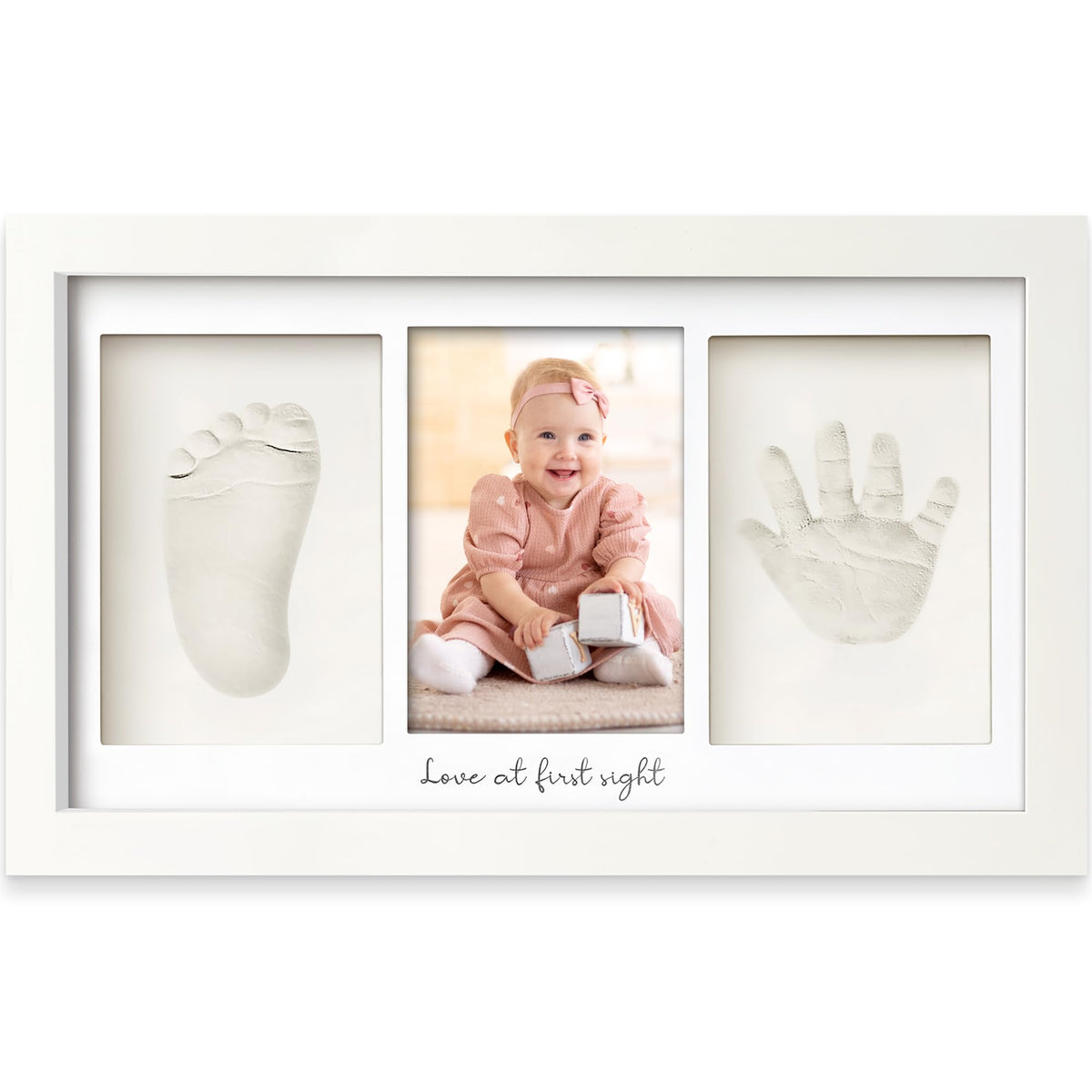 KeaBabies handprint frame Alpine White, a timeless nursery keepsake preserving tiny hands