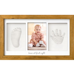 KeaBabies handprint frame closeup highlights durable wood frame for nursery décor.