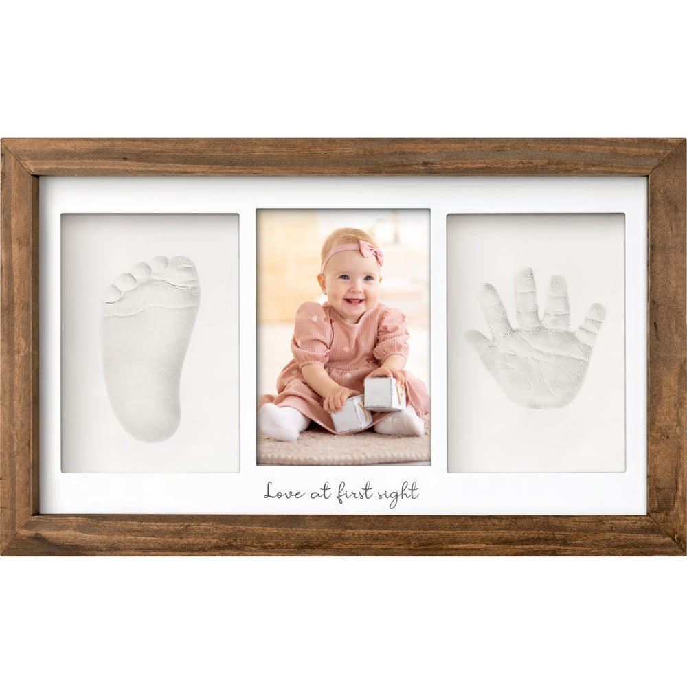 KeaBabies baby handprint frame in medium oak—durable nursery keepsake.