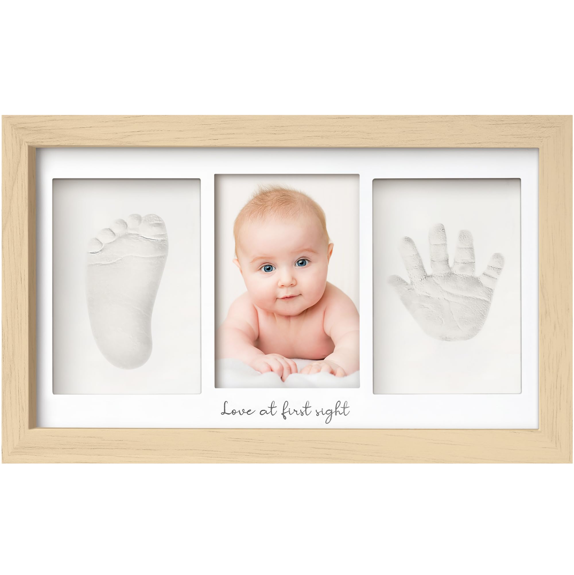KeaBabies baby handprint kit in ash wood frame for a lasting memory