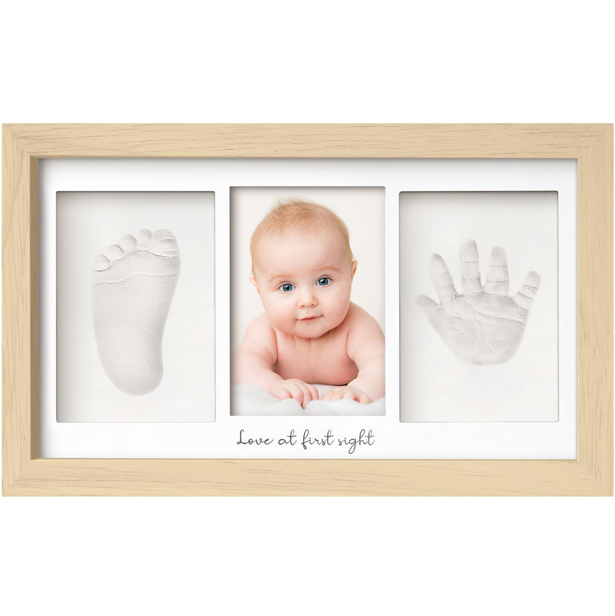 KeaBabies baby handprint kit in ash wood frame for a lasting memory