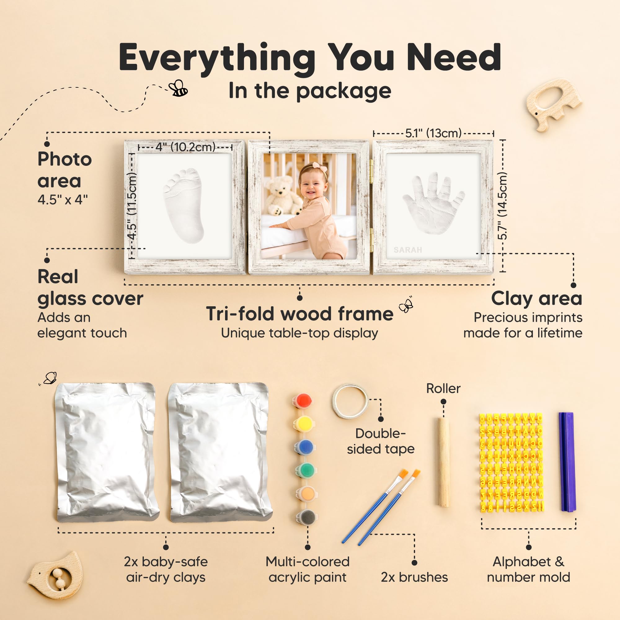 KeaBabies handprint kit contents highlight all in one keepsake essentials for new parents