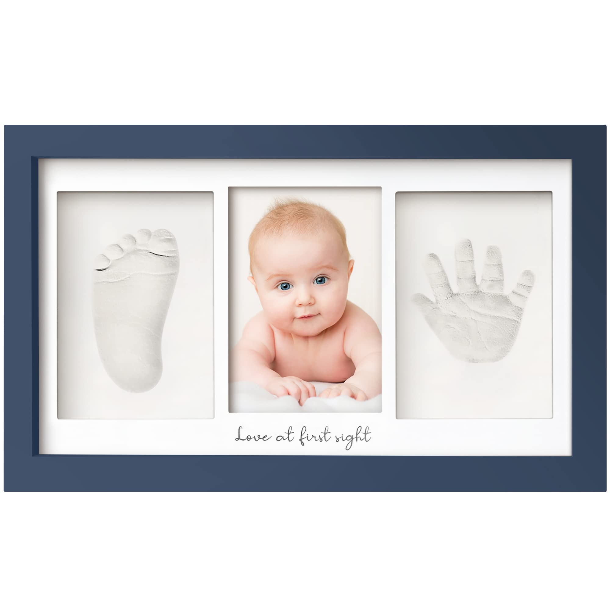 KeaBabies Baby Handprint Kit Midnight Blue frame—perfect newborn keepsake for nursery display.