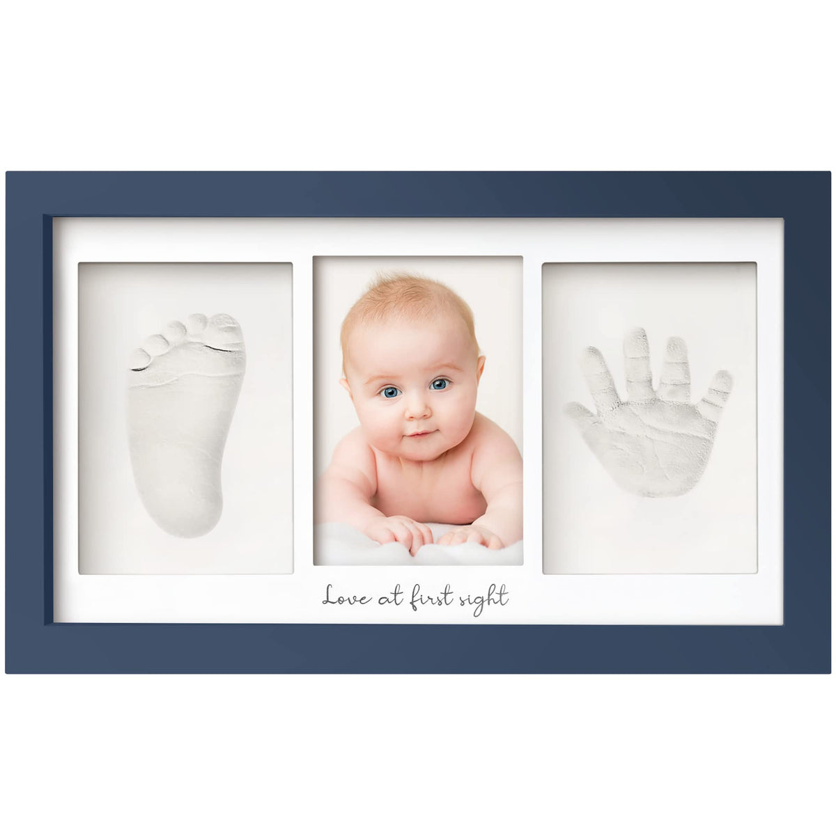 KeaBabies Baby Handprint Kit Midnight Blue frame—perfect newborn keepsake for nursery display.