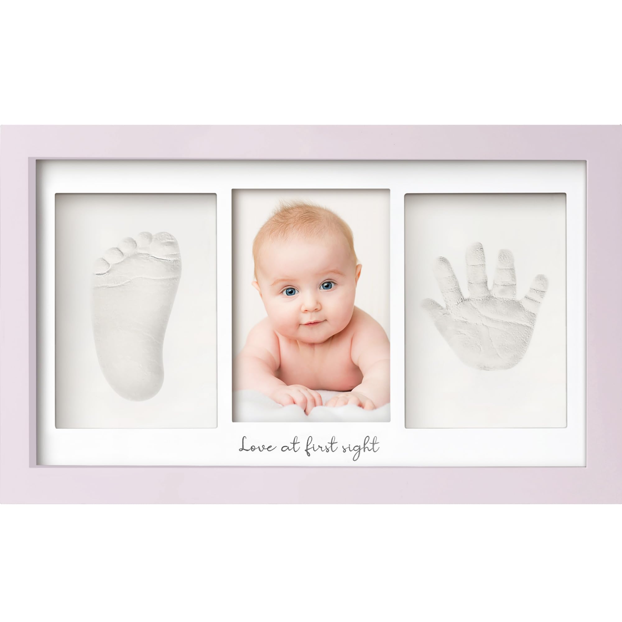 KeaBabies handprint kit with soft lilac frame; perfect for enduring nursery keepsakes.