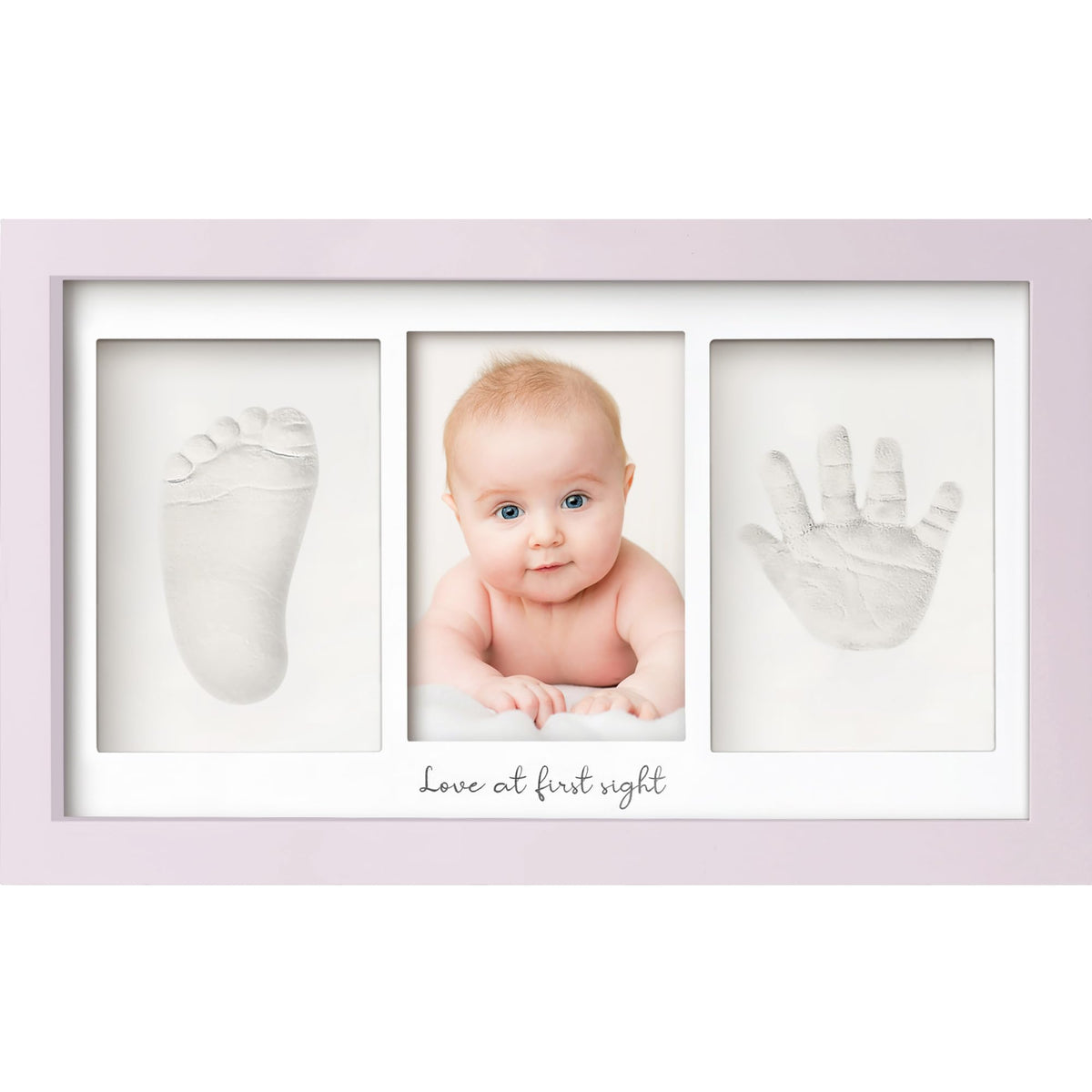 KeaBabies handprint kit with soft lilac frame; perfect for enduring nursery keepsakes.