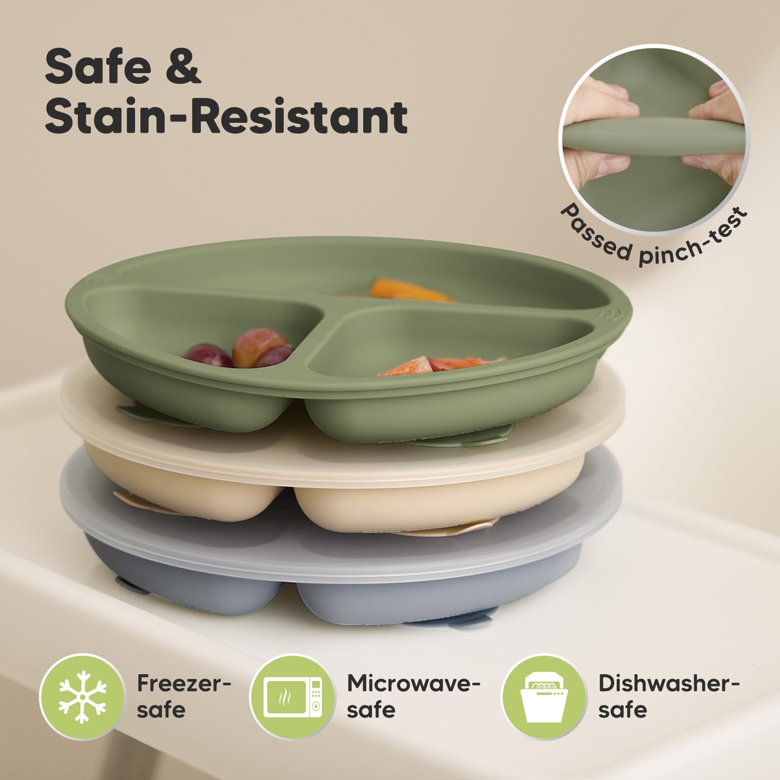 KeaBabies baby-led weaning friendly slate plate with colorful food