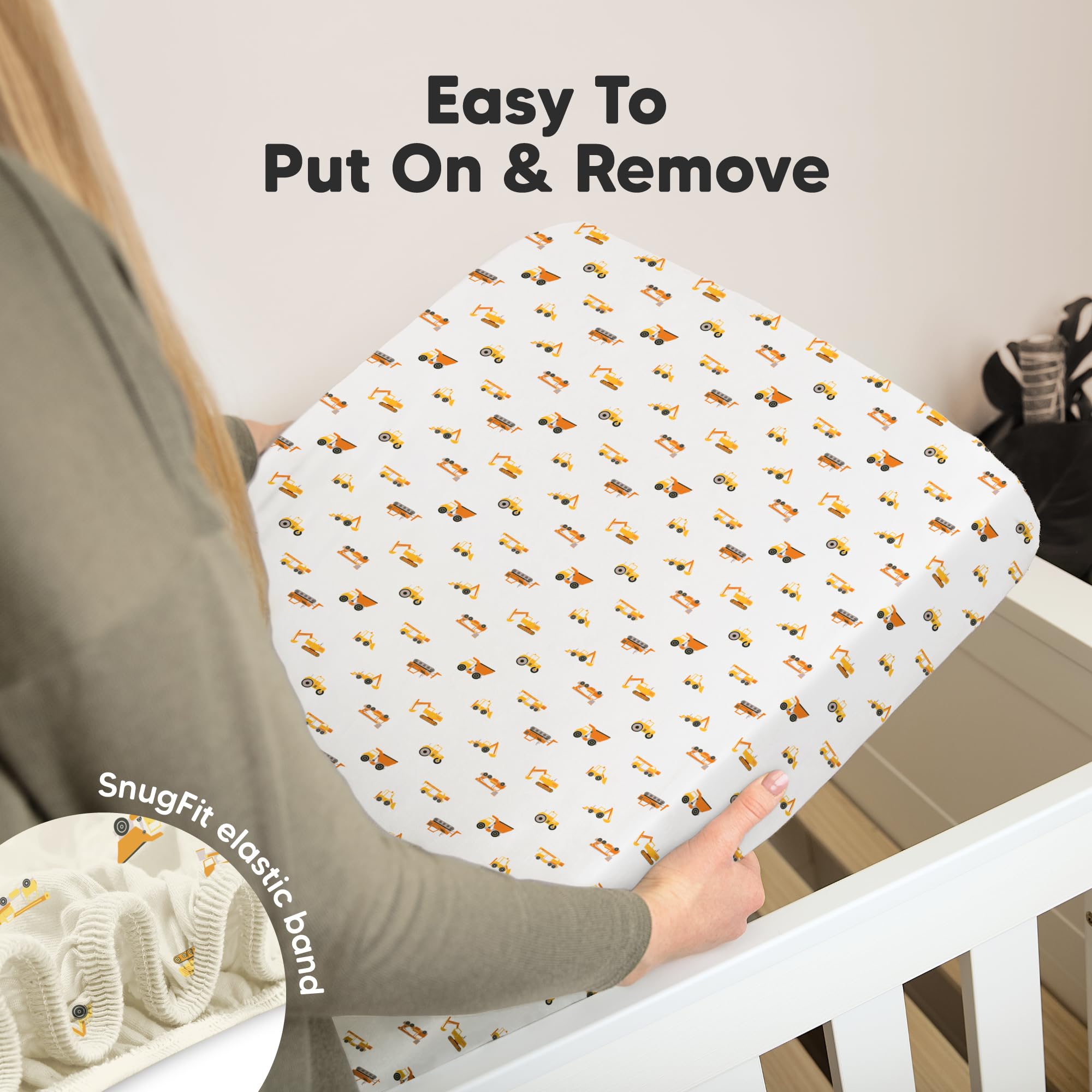 KeaBabies baby nap-ready crib sheet on standard mattress demonstration.