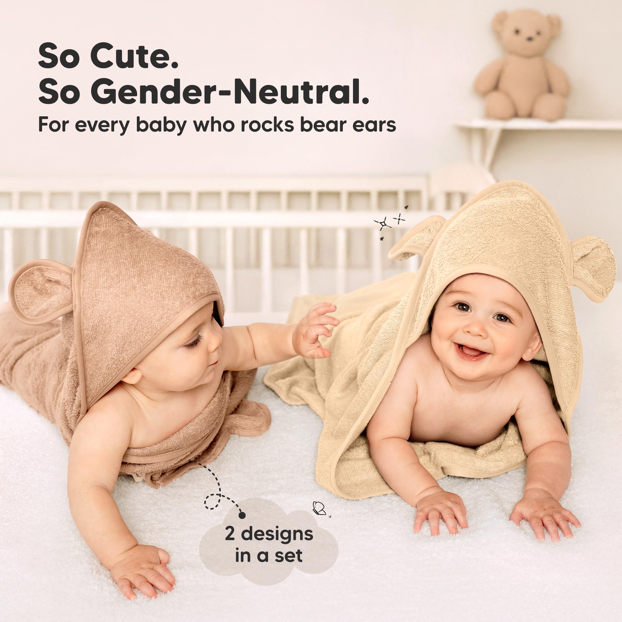 KeaBabies soft hooded towel close-up, plush fabric