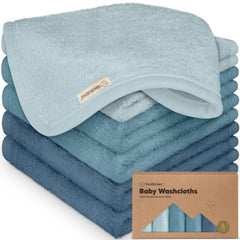 KeaBabies 6-pack washcloths packshot showing soft bamboo fabric for gentle baths