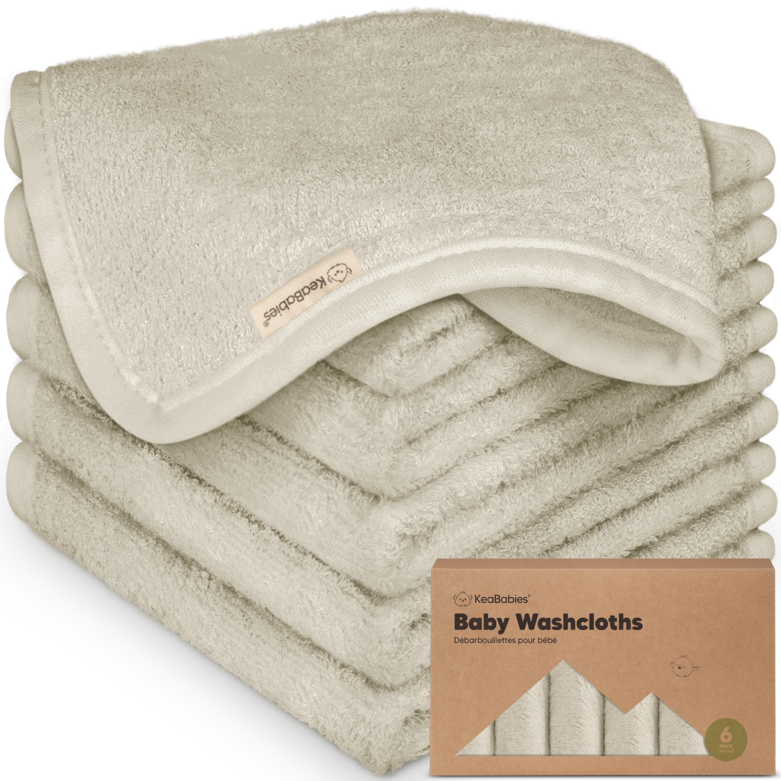 KeaBabies 6-pack stone washcloths offer soft, safe cleansing for newborns.