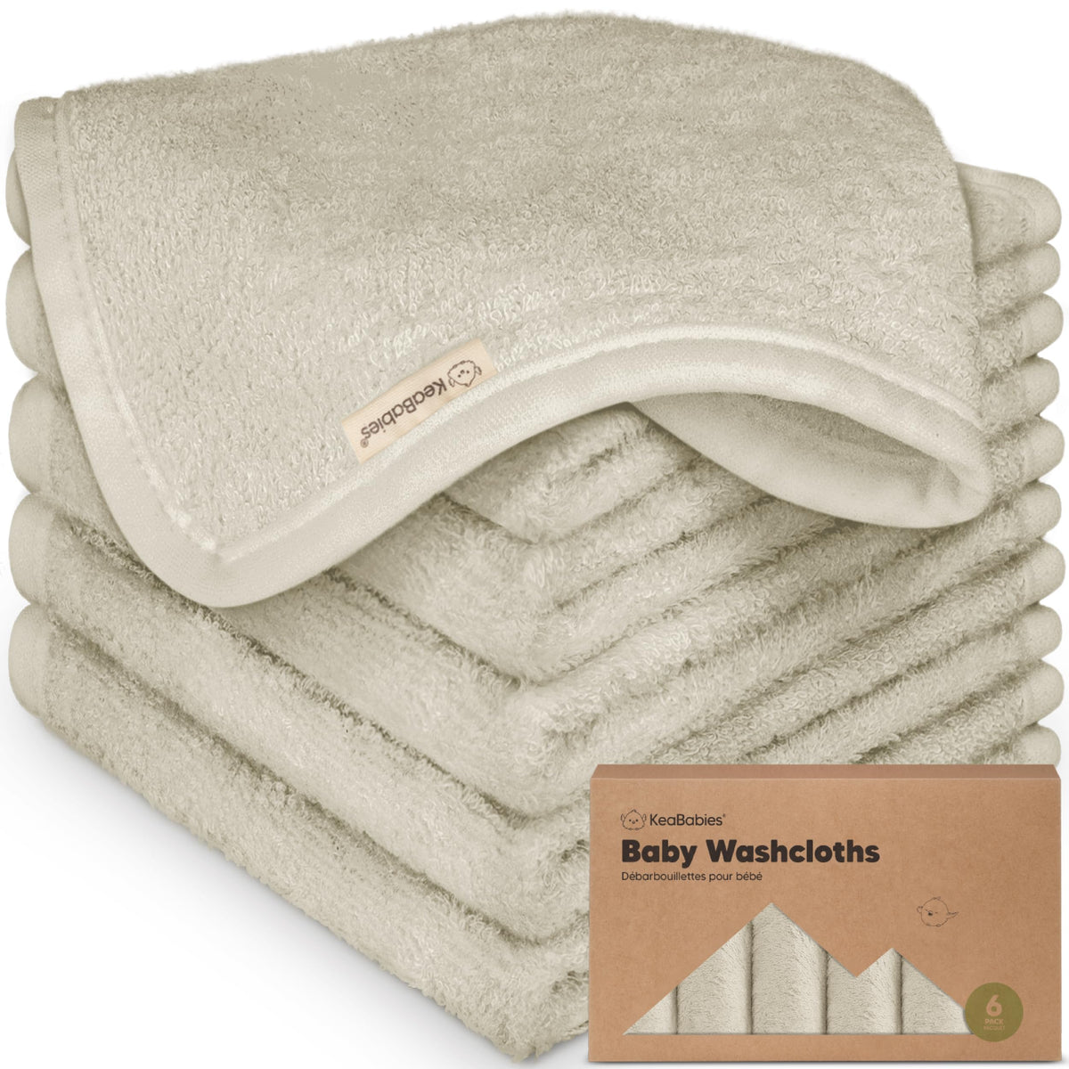 KeaBabies 6-pack stone washcloths offer soft, safe cleansing for newborns.