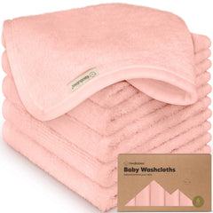 KeaBabies blush pink 6-pack washcloths in pack shot showing soft viscose bamboo fabric