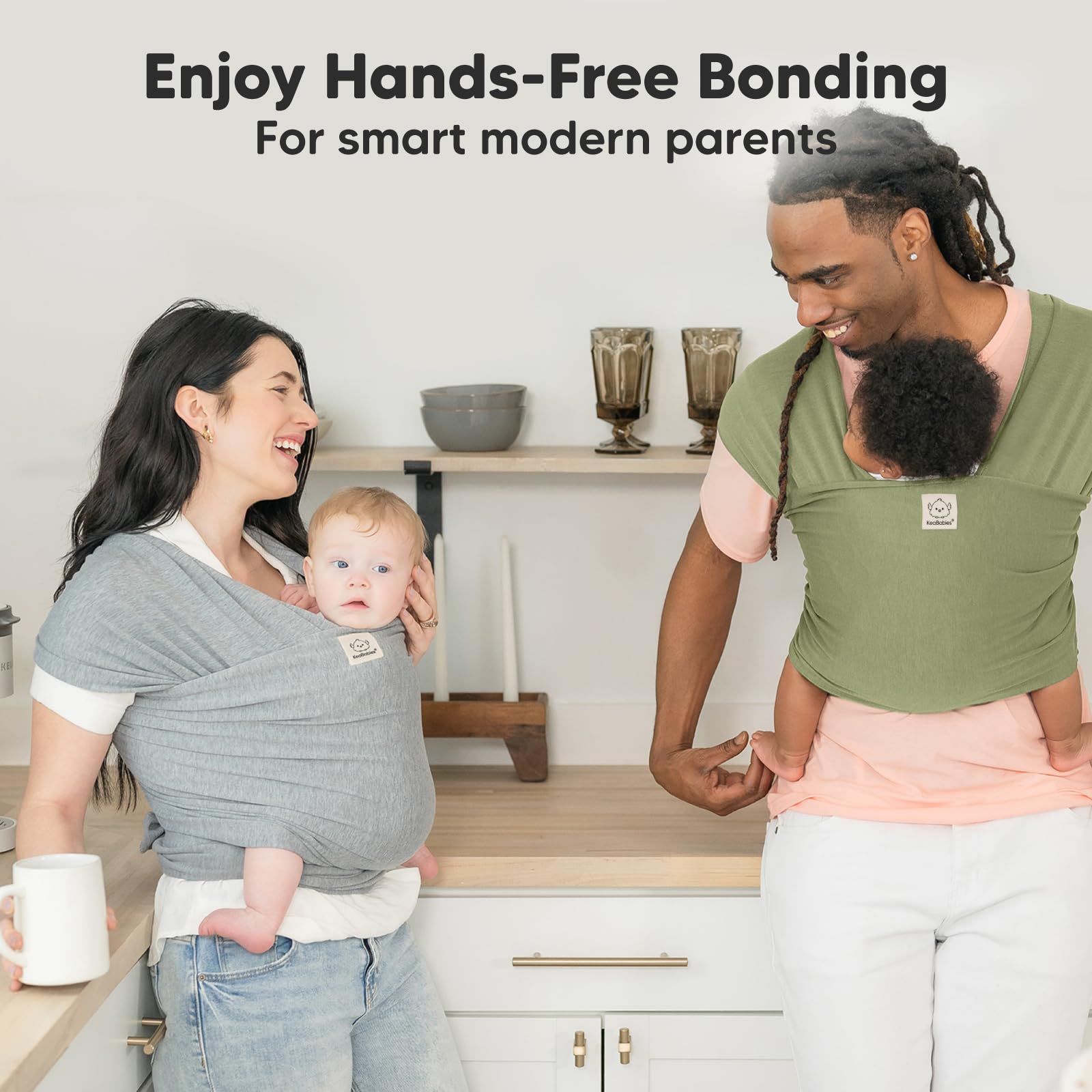 KeaBabies Baby Wrap Carrier supports newborn-to-toddler transition with flexible wrap.