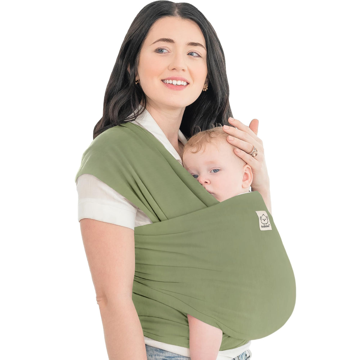 KeaBabies Baby Wrap Carrier shows soft breathable fabric for comfortable daily wear.