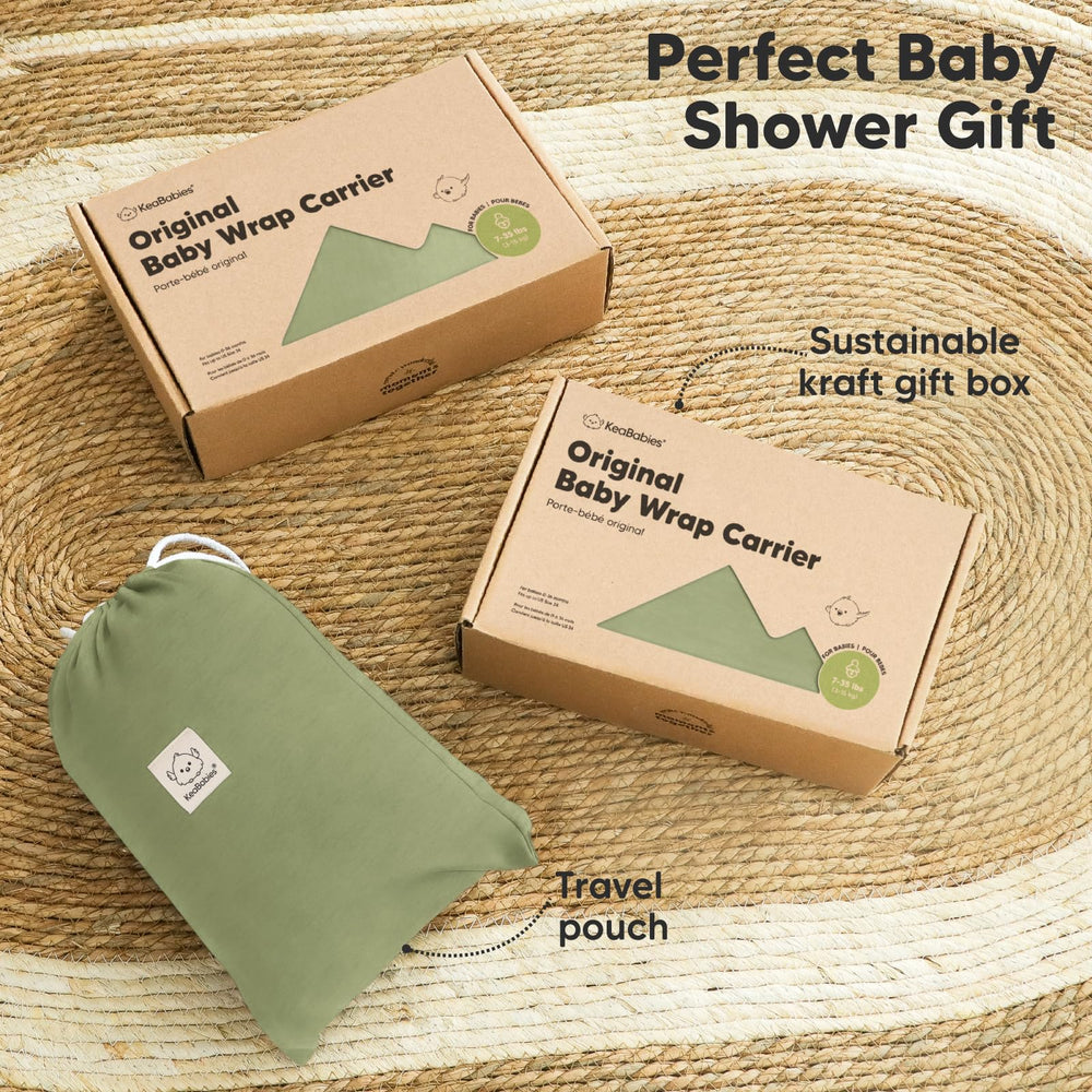 KeaBabies Baby Wrap Carrier offers soft snug fit for calm babywearing.
