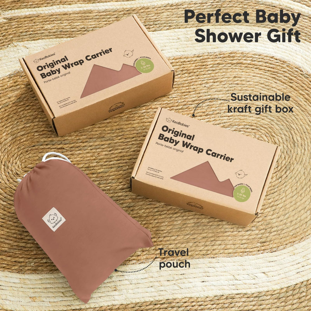 KeaBabies Baby Wrap Carrier Terracotta in-action carry for cozy bonding moments.