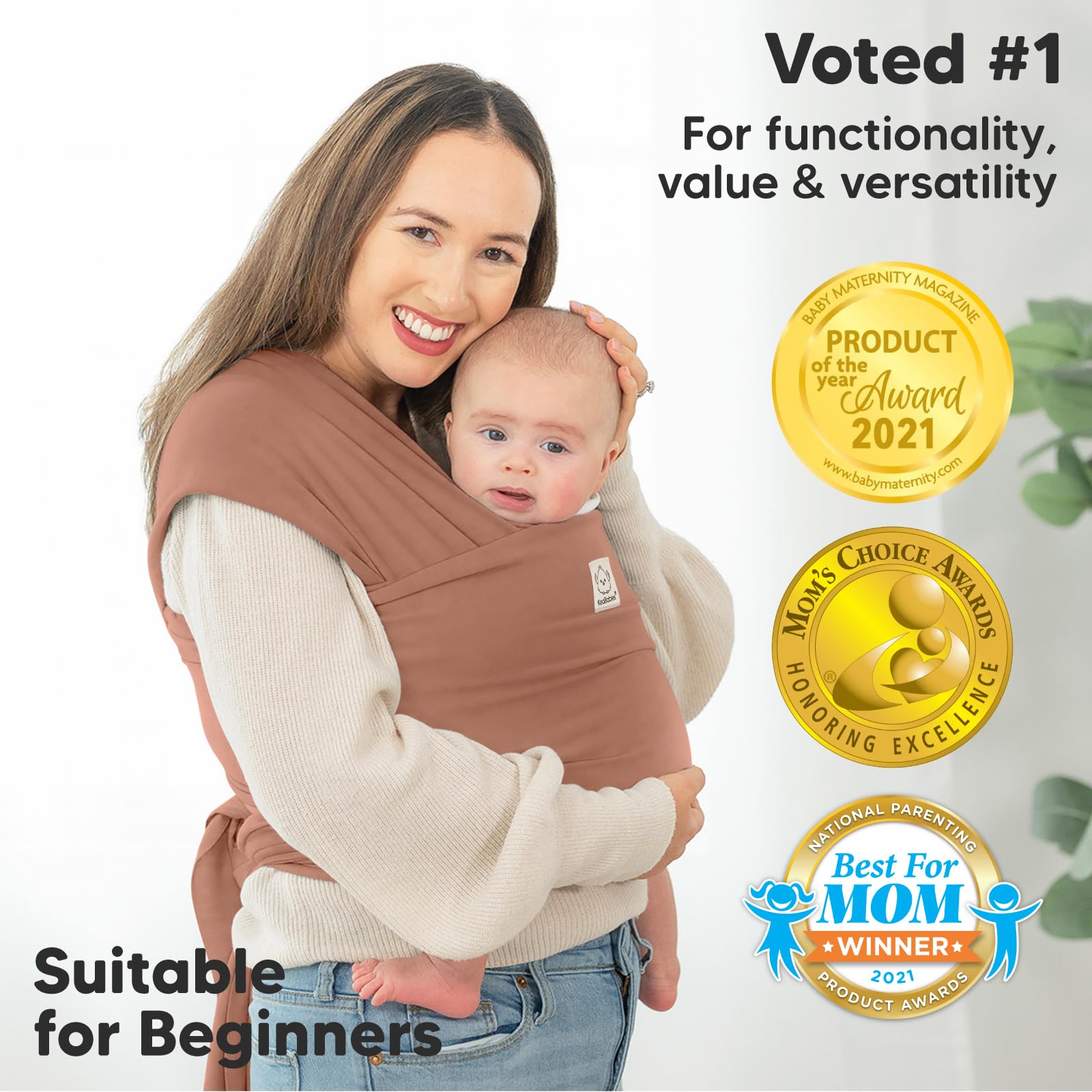 KeaBabies Baby Wrap Carrier Terracotta nursing cover ready when feeding on the go.
