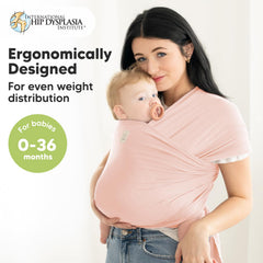 KeaBabies baby wrap carrier demonstrates ergonomic back support.