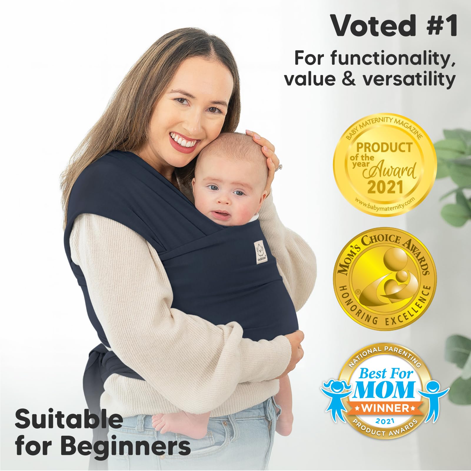 KeaBabies Baby Wrap Carrier Midnight hands-free-bonding in action supports parent-child connection.