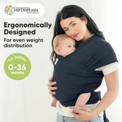 KeaBabies Baby Wrap Carrier Midnight snug-newborn fit supports close cuddles.