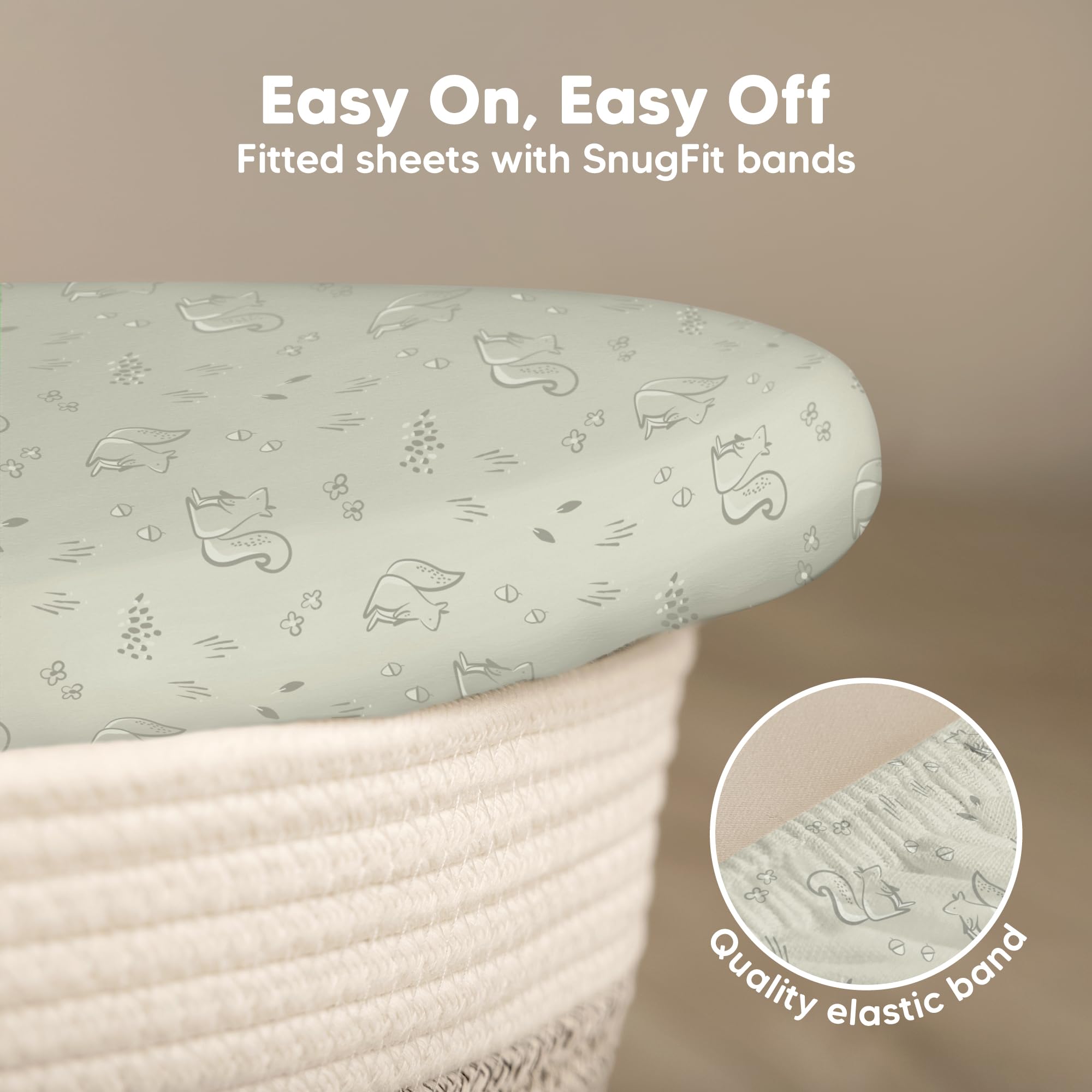 KeaBabies bamboo-viscose fabric stays breathable for baby comfort.