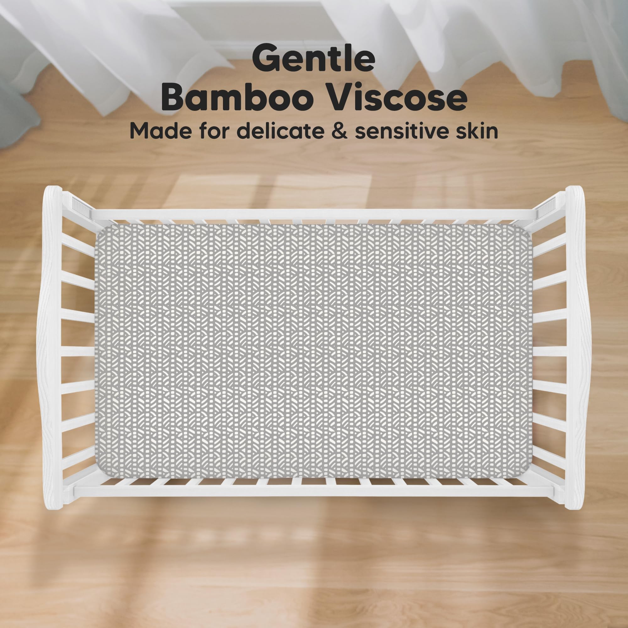 KeaBabies bamboo viscose crib sheet close-up shows breathable fabric