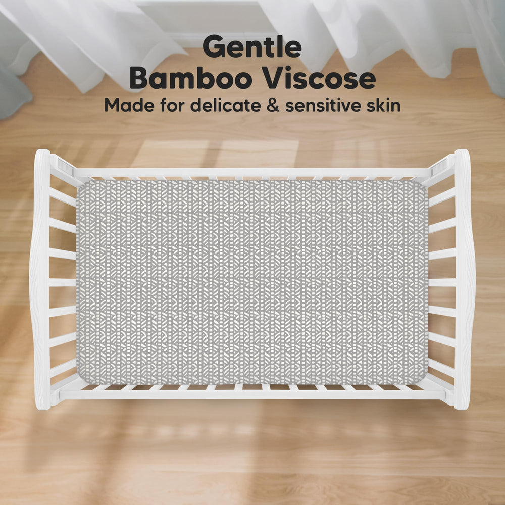 KeaBabies bamboo viscose crib sheet close-up shows breathable fabric