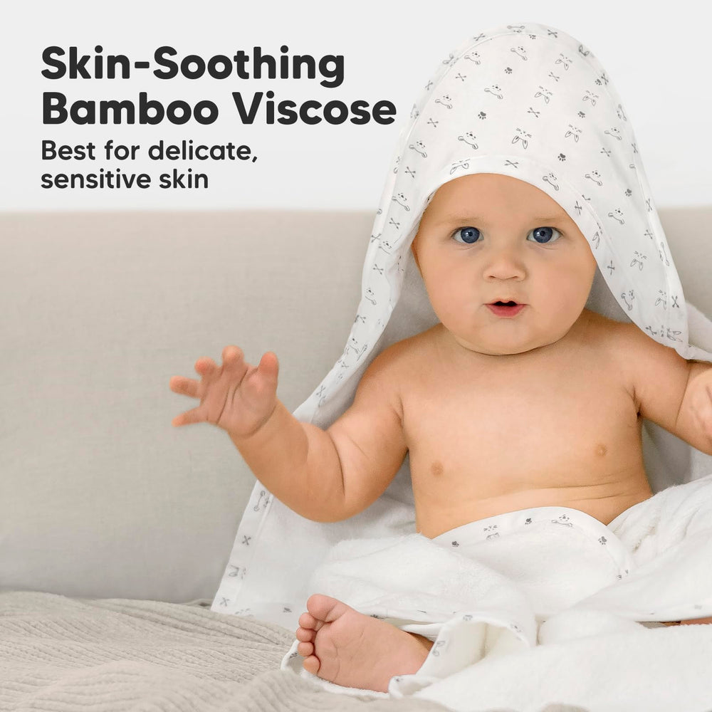 KeaBabies bamboo viscose soft towel emphasizes premium material for delicate skin.