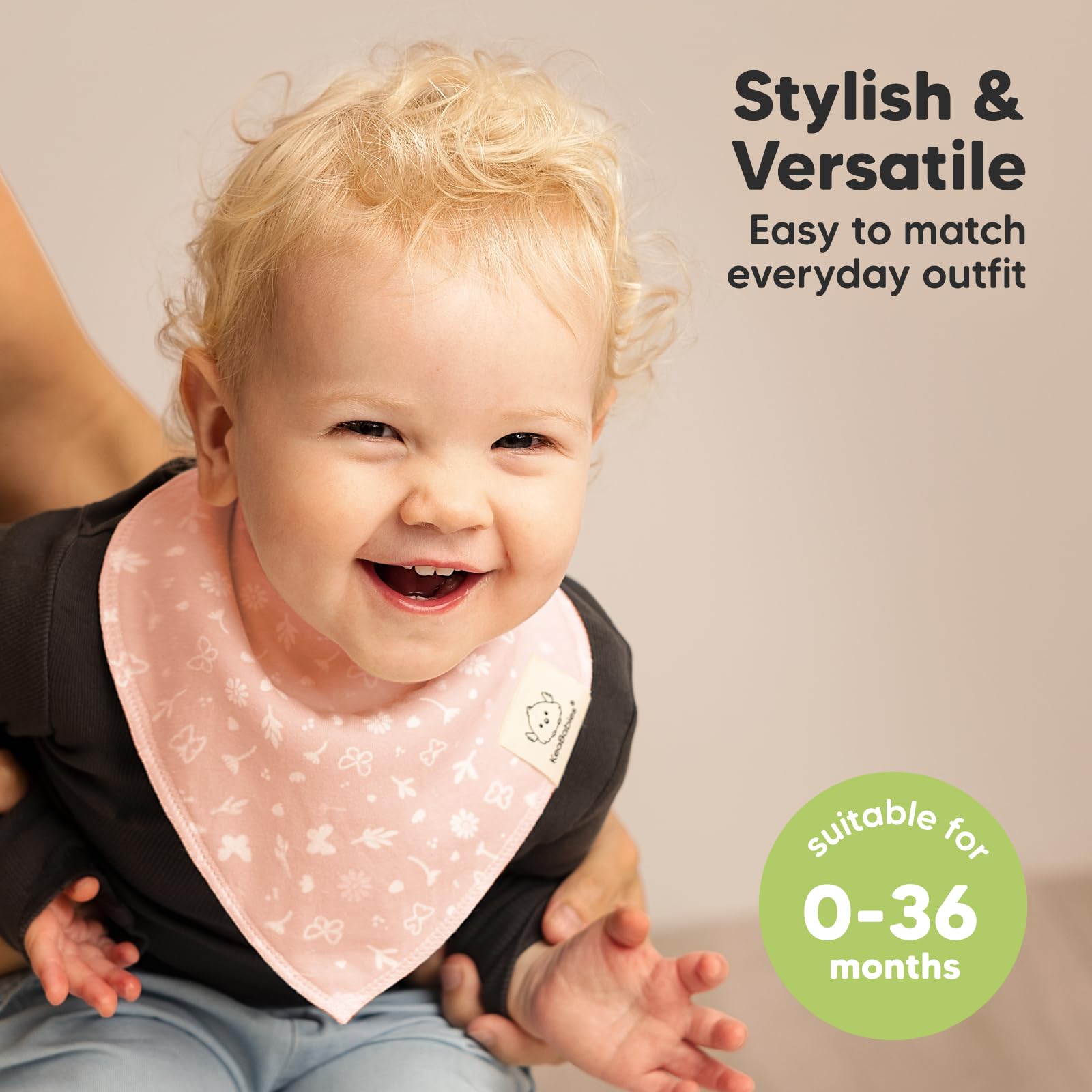 KeaBabies bandana bib with 3-stage snaps for growing babies