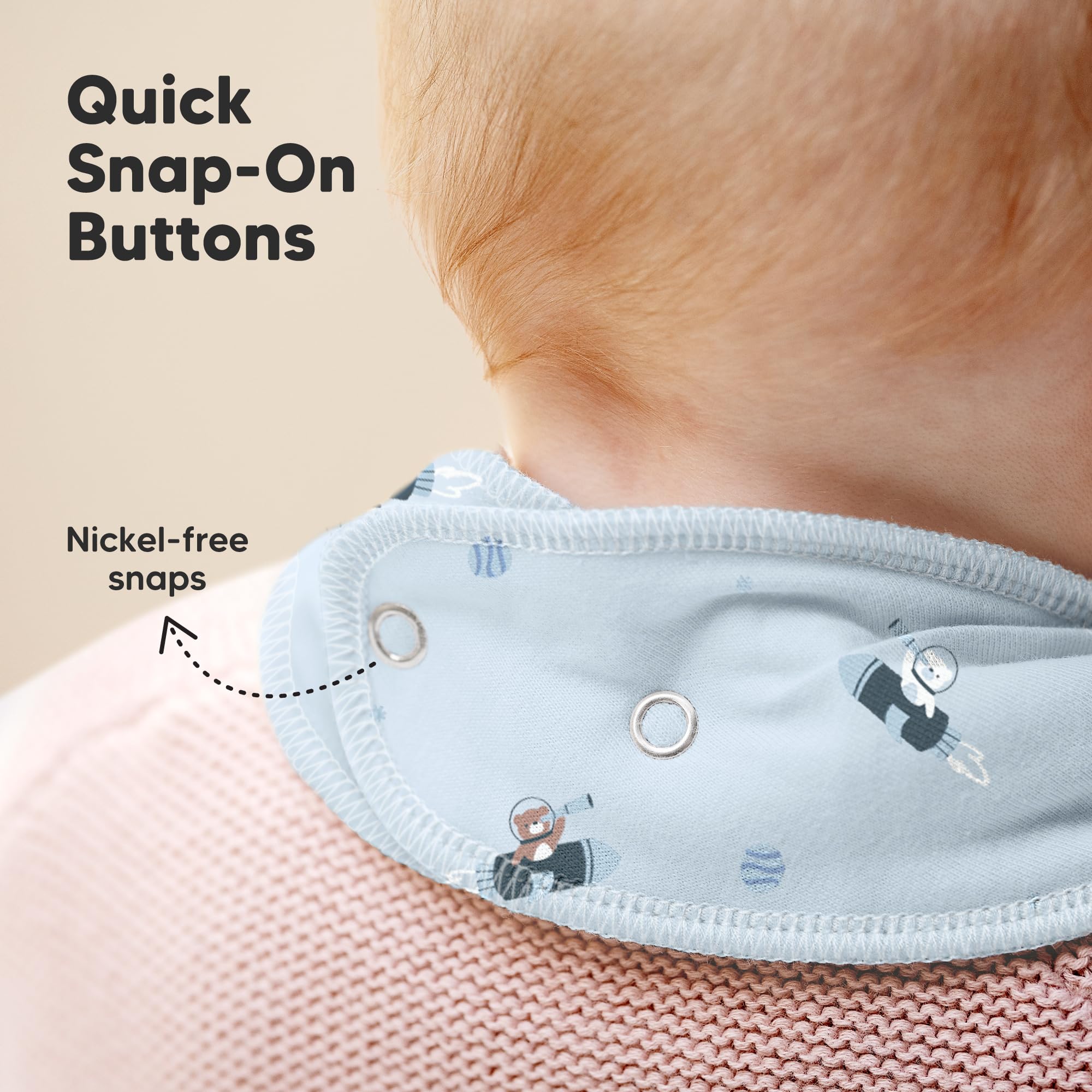 KeaBabies Cosmo worn during meals helps keep outfits clean and dry