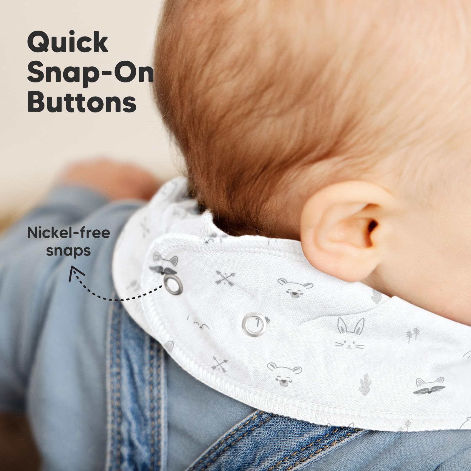 KeaBabies teething-use bib image demonstrates drool absorption during feeding