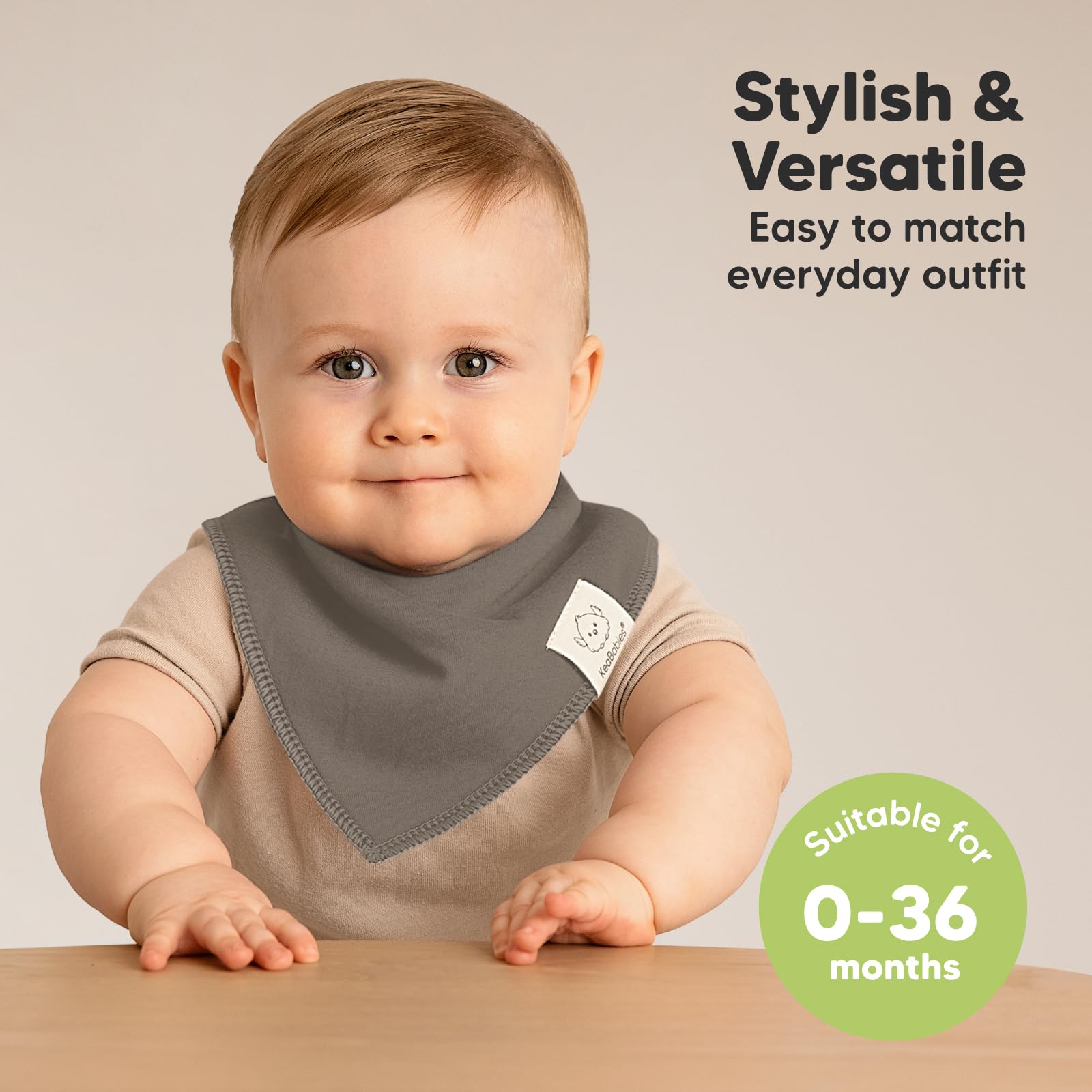 KeaBabies bandana bibs with 3-stage snaps for growing babies