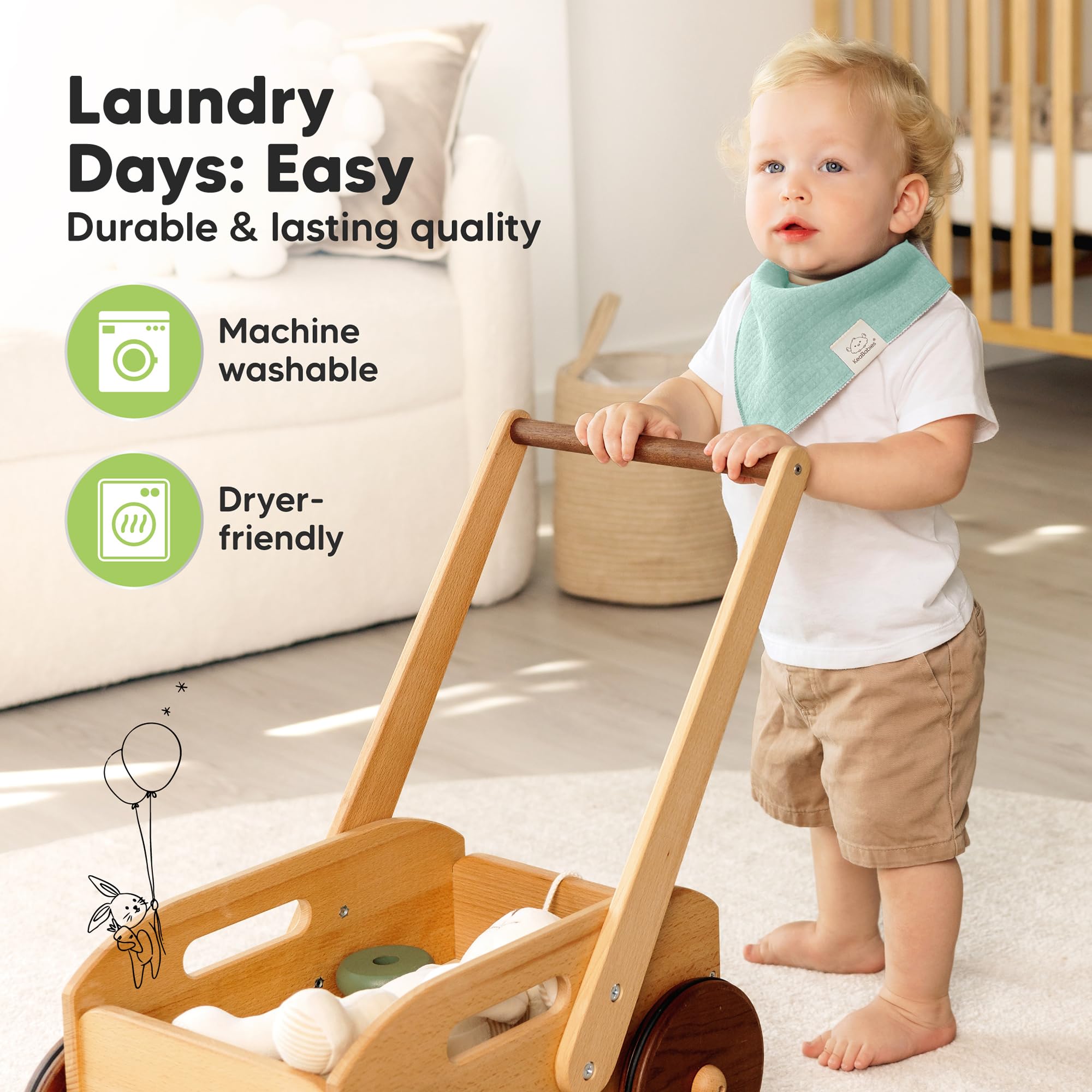 KeaBabies adjustable sizes ensure a comfy fit from newborn through 36 months