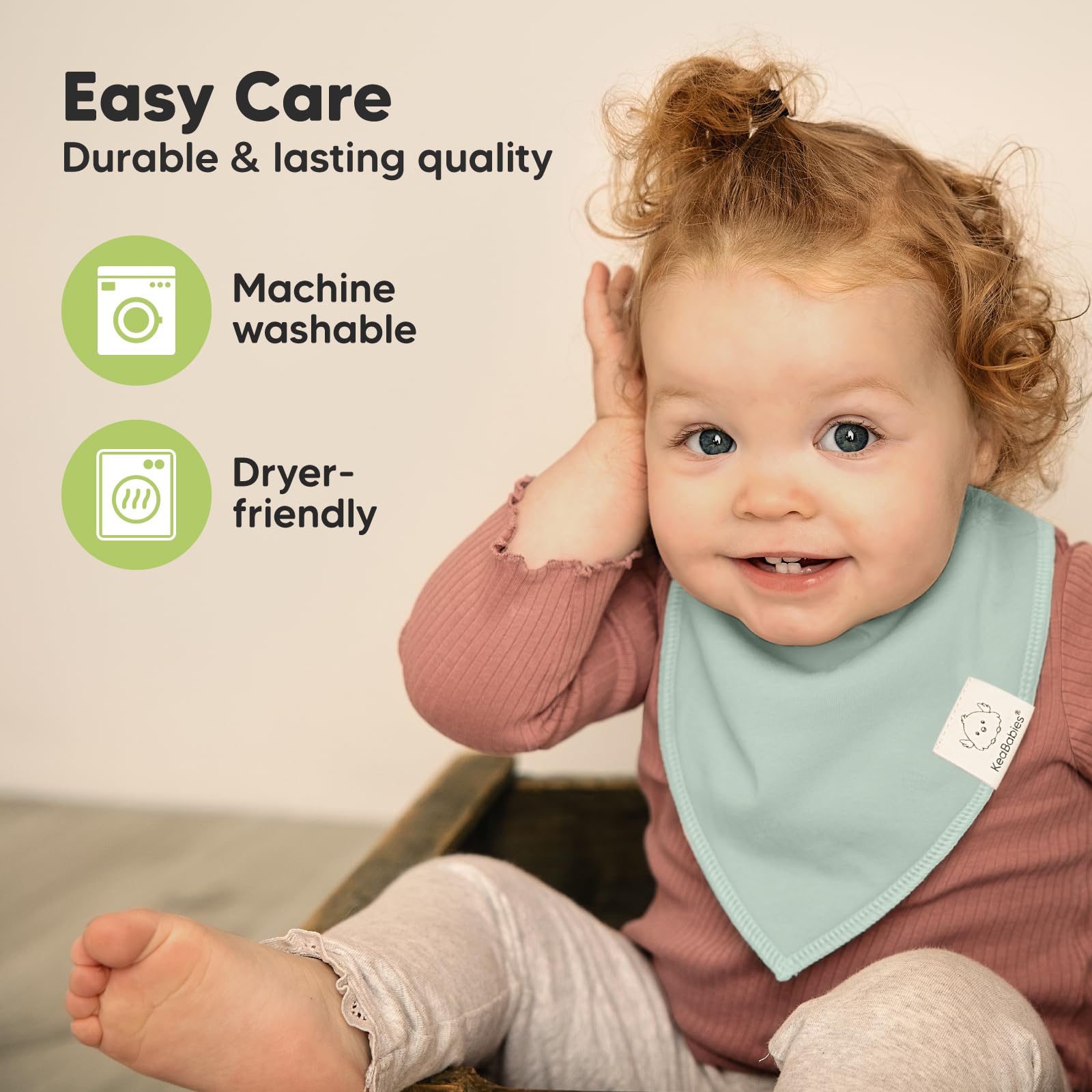 KeaBabies bandana bibs in gender-neutral palette suit any outfit.