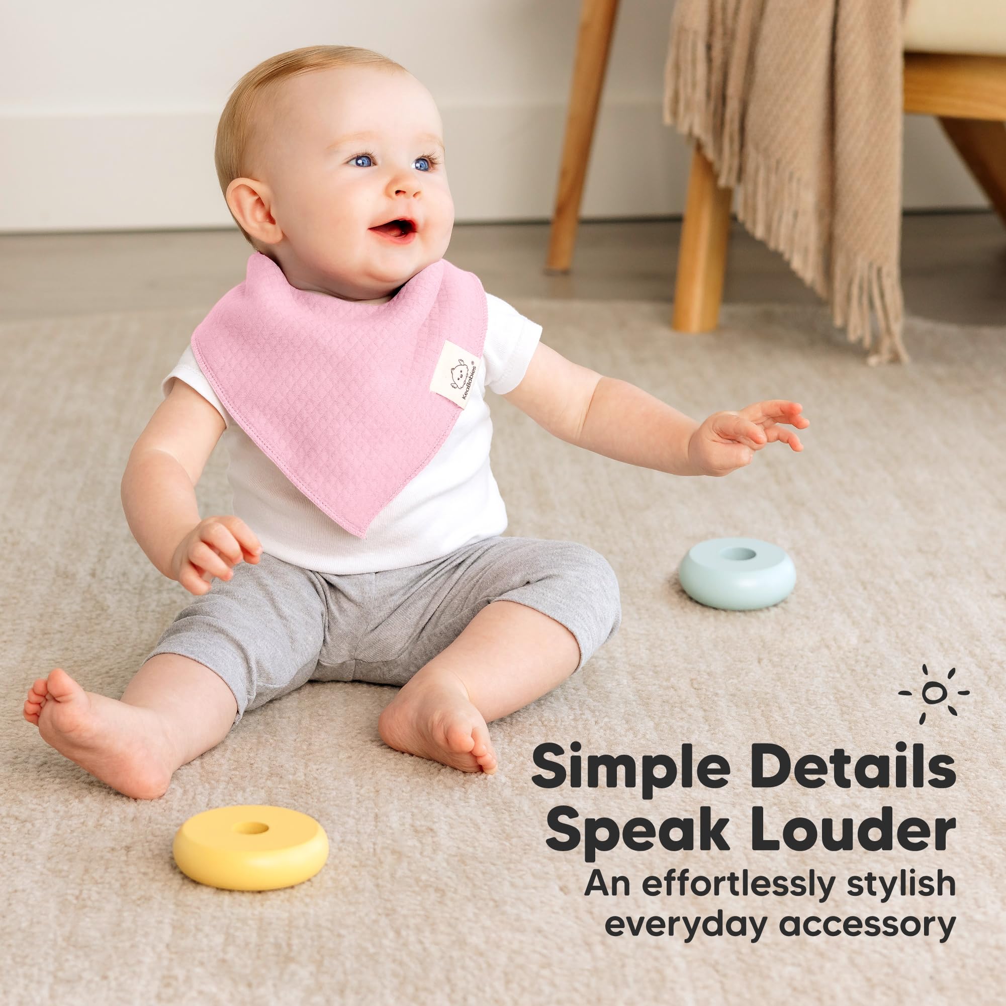 KeaBabies large coverage bib provides full chest protection during drool and meals