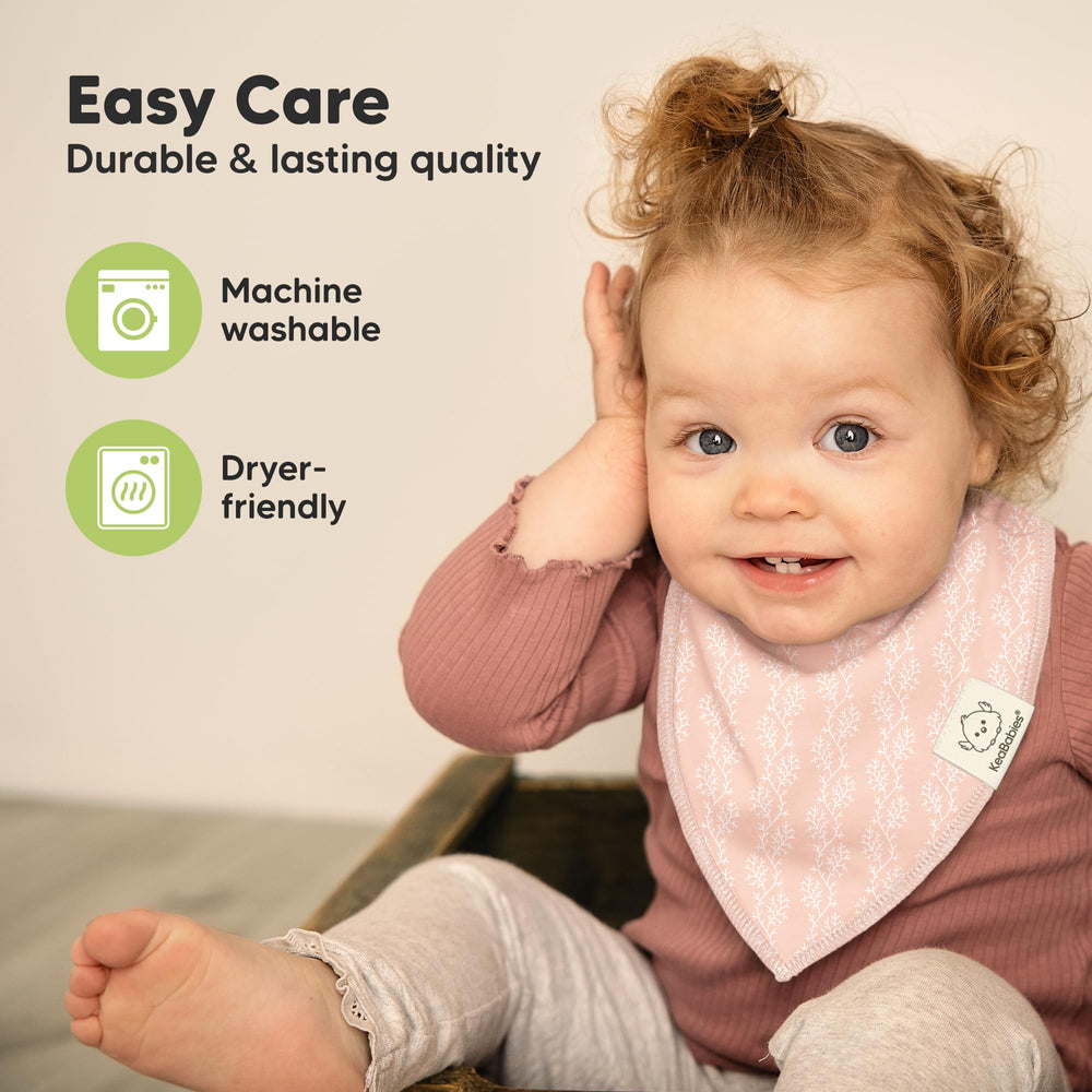 KeaBabies bandana bibs absorbing moisture during feeding and play.
