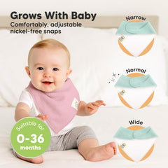 KeaBabies Quin bibs nickel-free snaps emphasize safe adjustable fit