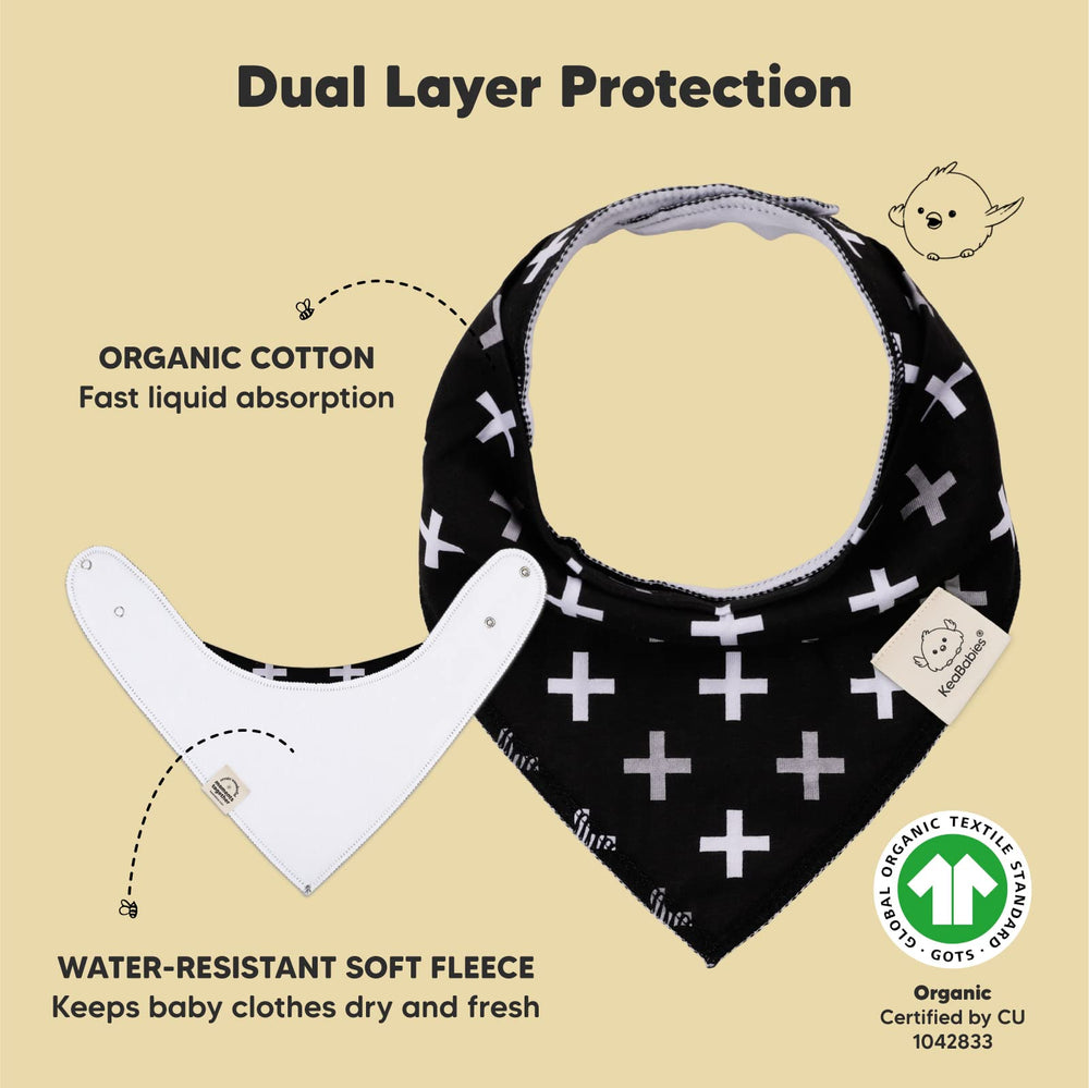 KeaBabies bandana bibs organic cotton closeup highlights soft, skin-friendly fabric