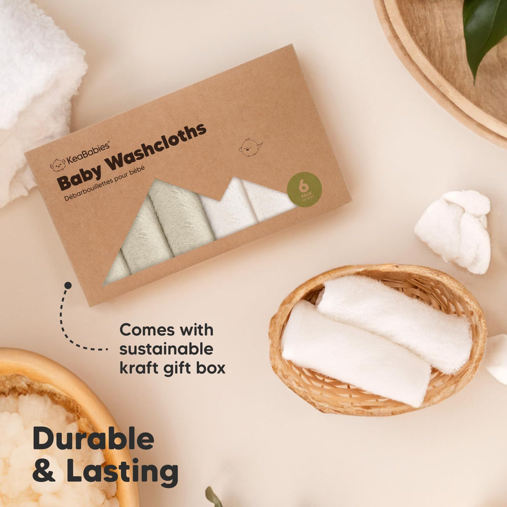 KeaBabies versatile washcloths suitable for newborns to toddlers during bath time